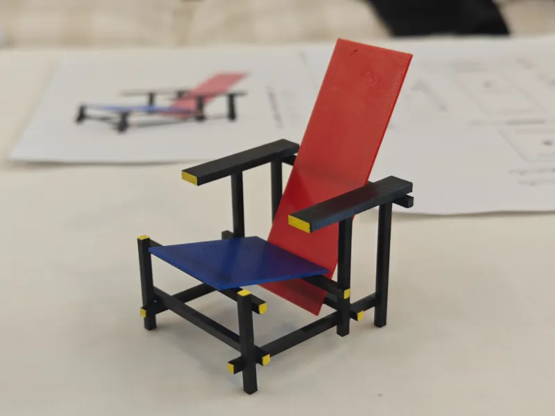 【经典重生 | 1:10红蓝椅3D打印模型——以榫卯重构现代主义灵魂】仅需耗材15g