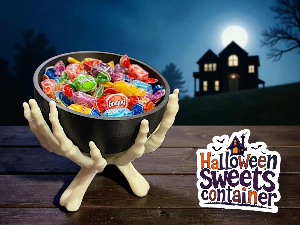 Halloween Skeleton Hands Candy Bowl - Free 3D Print Model - MakerWorld