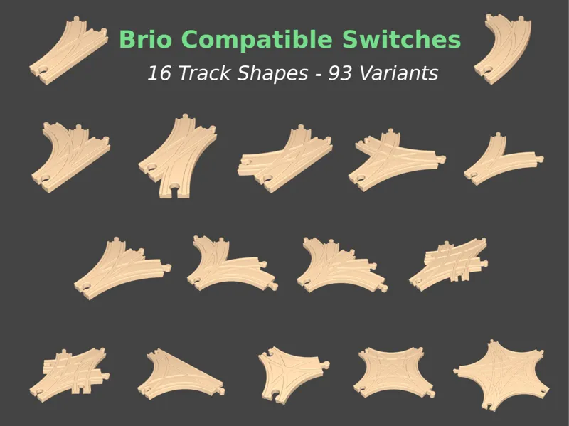 Train Switch Tracks - 16 shapes, 93 variants