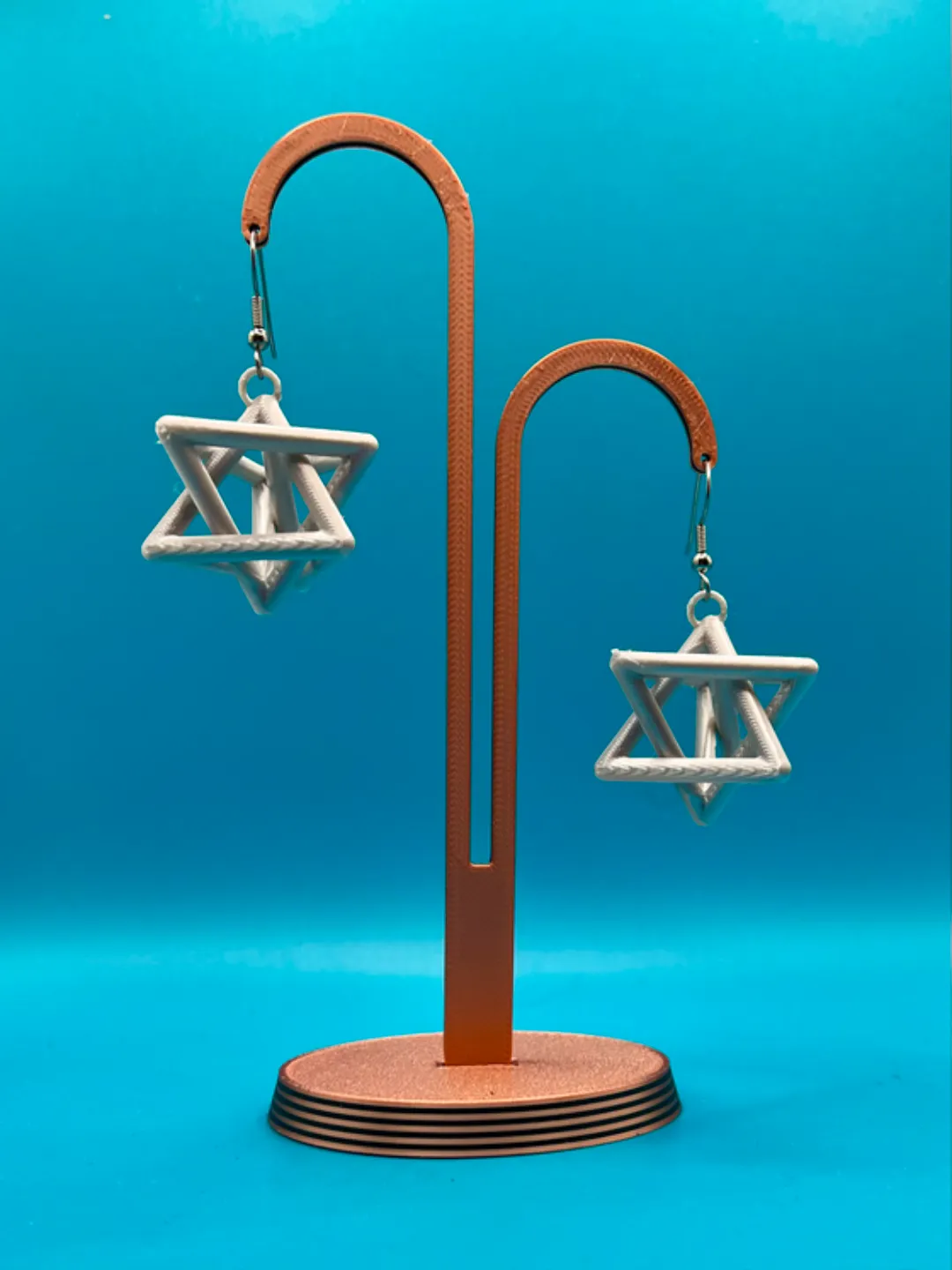 Crossed tetrahedra earrings view 2