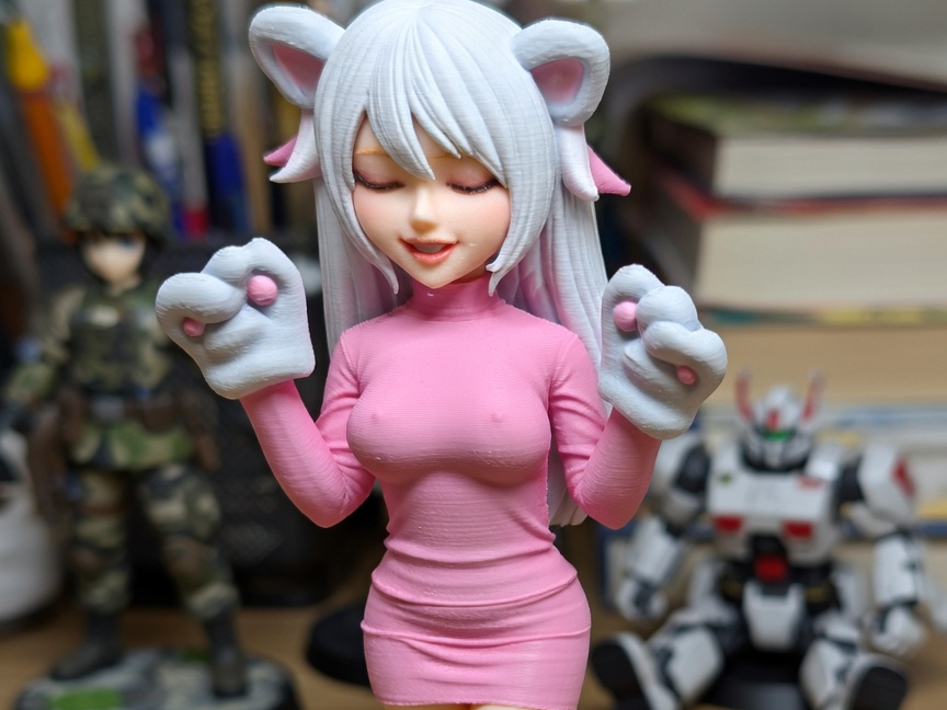 Pink Neko Girl with Paws
