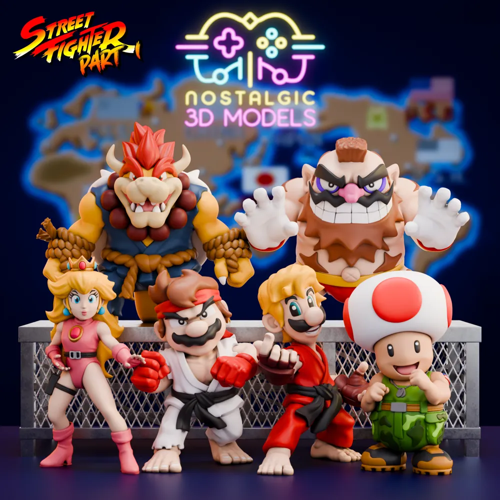 Mario x Ryu Mashup; Nostalgic 3D - Free 3D Print Model - MakerWorld
