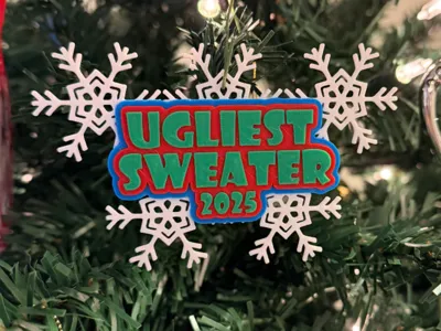 Ugly Sweater Contest Ornament with Adjustable Date