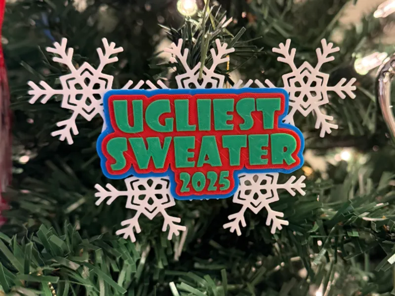 Ugly Sweater Contest Ornament with Adjustable Date