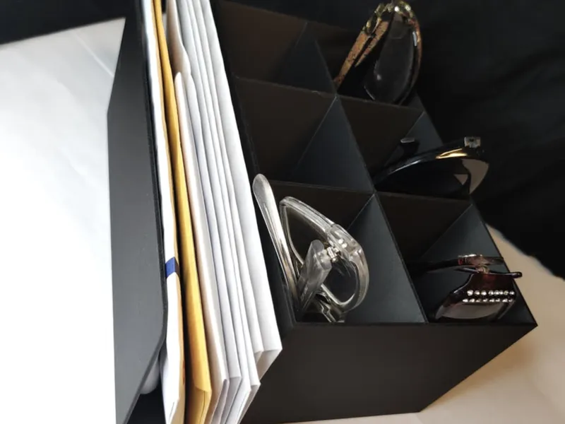 Simple sunglass/letter organizer