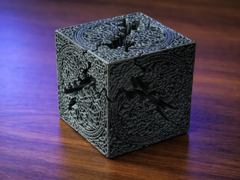 Gear cube puzzle temple pattern antique