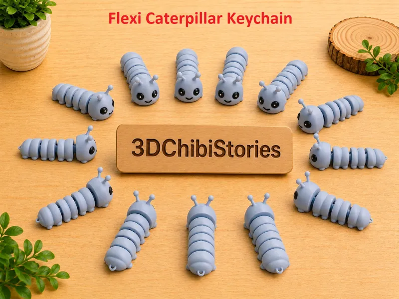 Cute Flexi Caterpillar Keychain Toy | Single Color