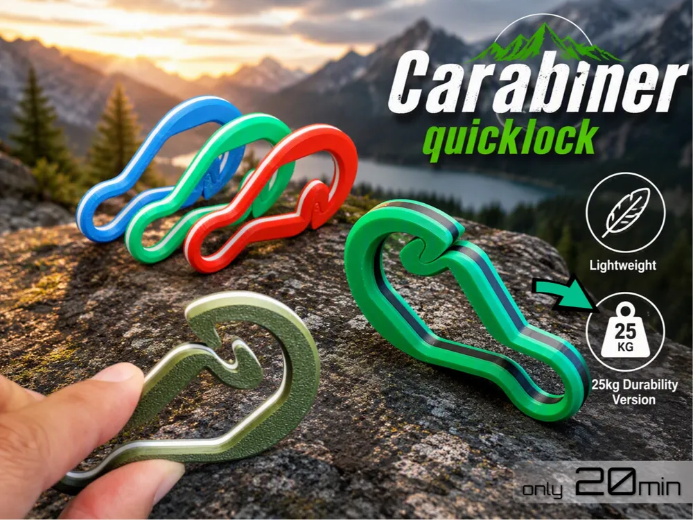 Accesorio para impresora 3D: Carabiner - quicklock (25kg max.). Referencia del modelo original.