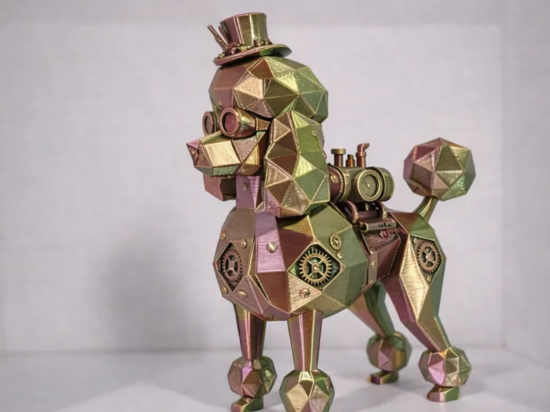 Barboncino Steampunk – Scultura low poly - Poodle