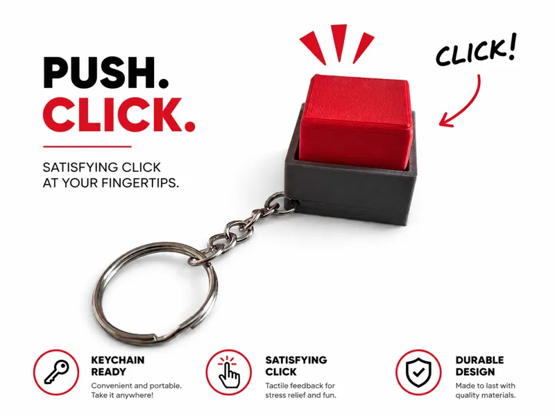 Simple Square Clicker - Keychain Optional 