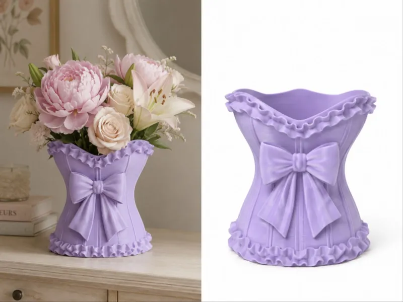 Lavender Ribbon Pedestal Vase