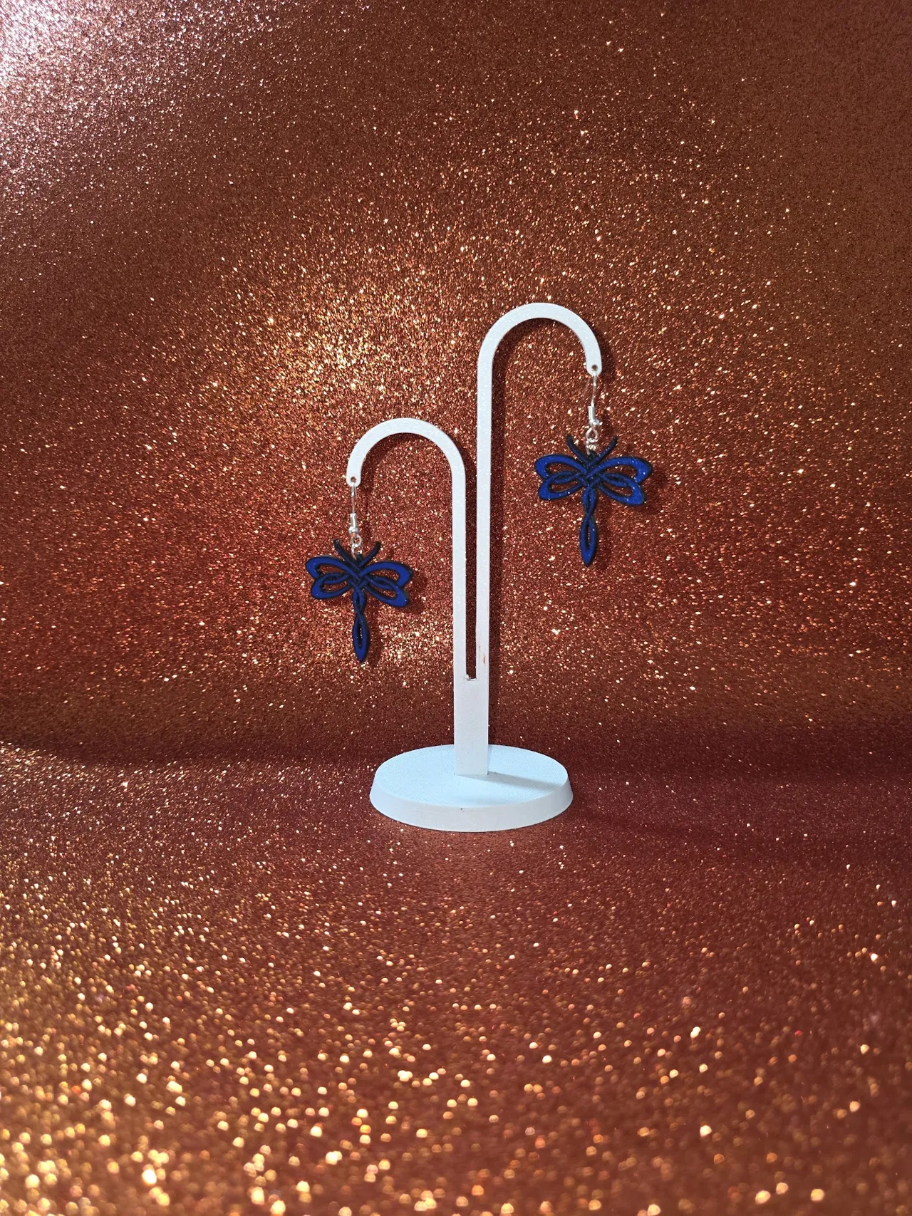 Mystical dragonfly intertwined earrings view 3