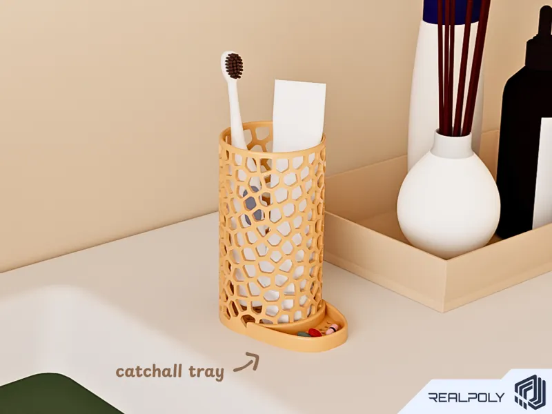 Voronoi Toothbrush Holder with Catchall Tray