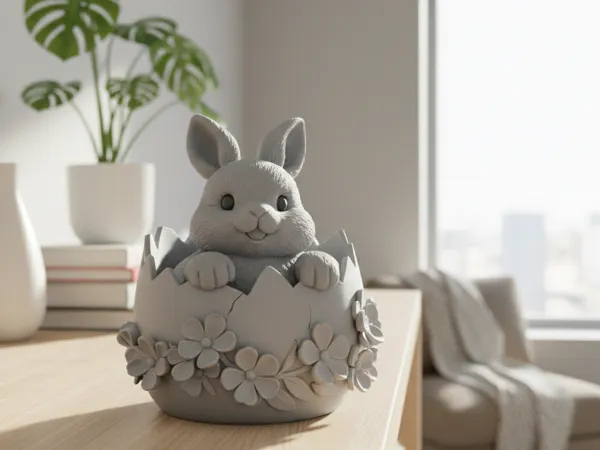 Lapin de Pâques dans un œuf craquelé