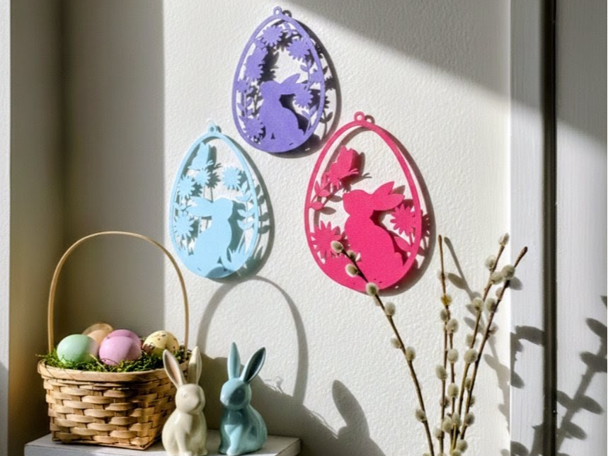 Filigrane Oster-Anhänger Hase & Schmetterling Trio