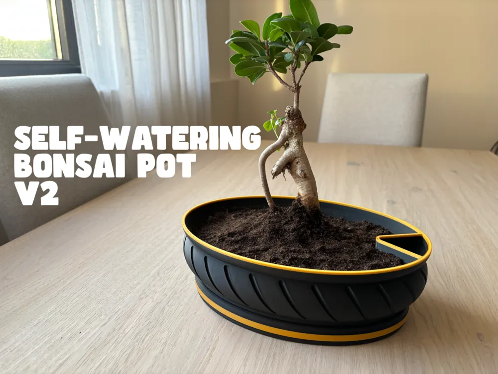 Self-watering Bonsai Planter Pot V2 - Free 3D Print Model - MakerWorld