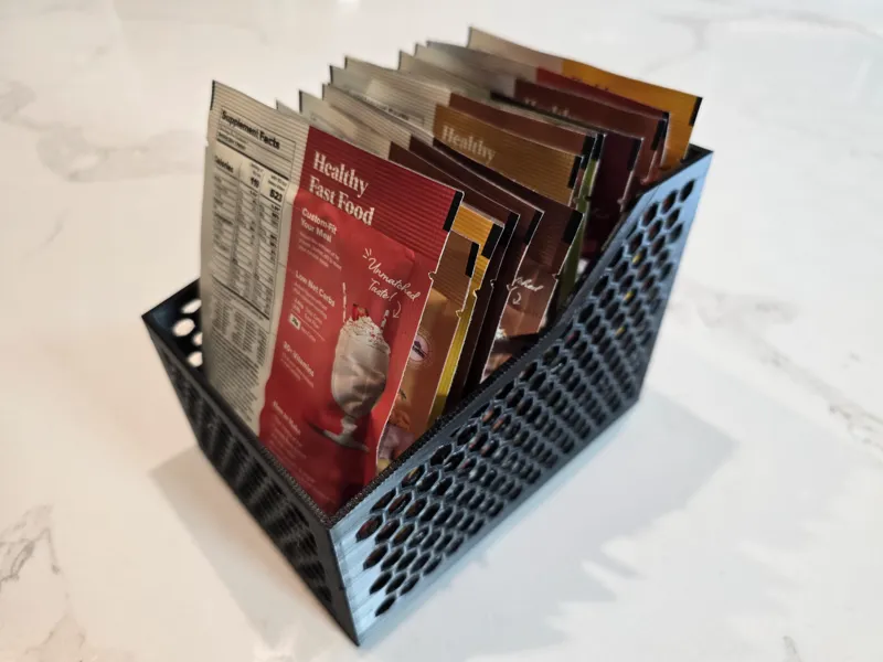 Meal replacement packet holder
