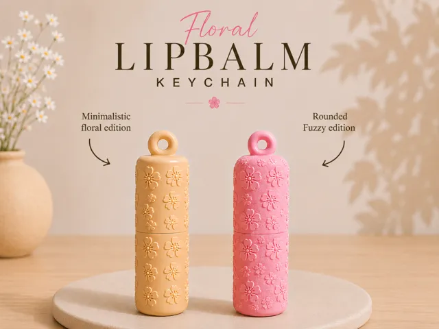 Floral Lip Balm Keychain Holder (2 Versions)