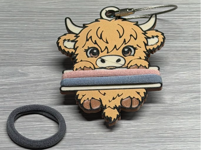 Highland Cow Hair Tie Holder Keychain - 1