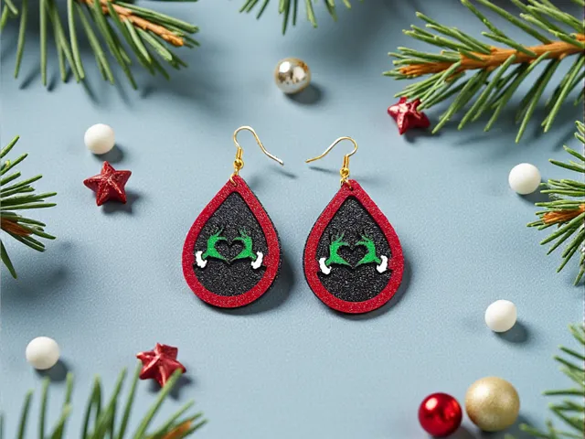 Heart Grinch in a drop earrings