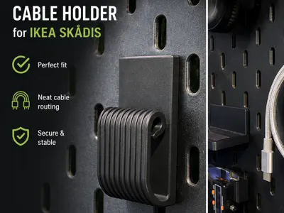 Cable Holder for Ikea Skadis – Clean Desk Setup
