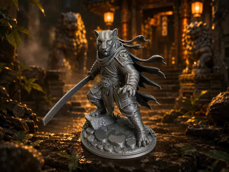Tiger Samurai Statue-High Detailed 3D Print Model