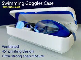 Swim Goggles Case - 45° print & Durable Snap Lock