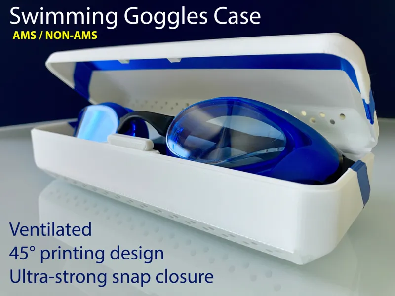 Swim Goggles Case - 45° print & Durable Snap Lock