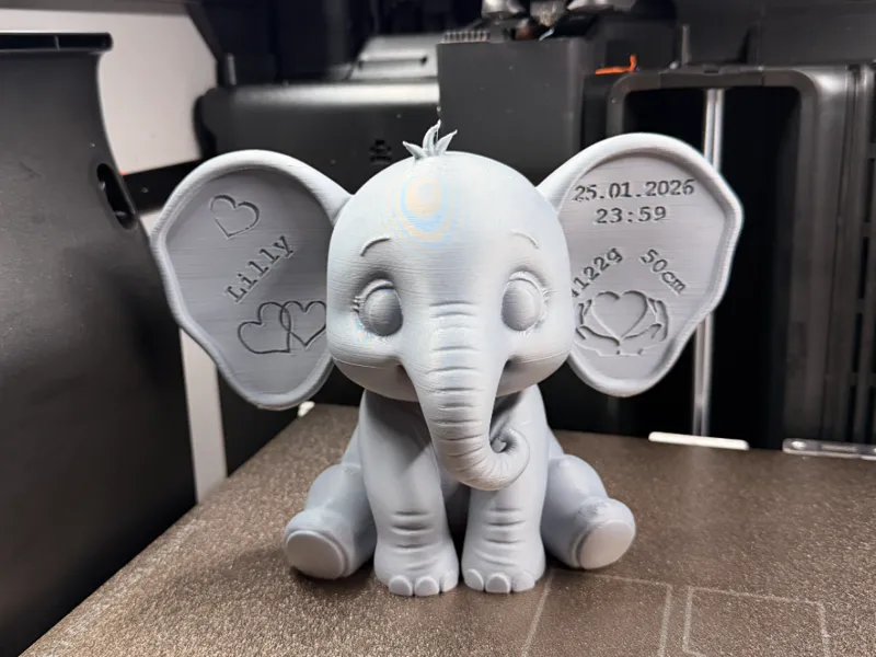 Cute Baby Elephant Birth Keepsake