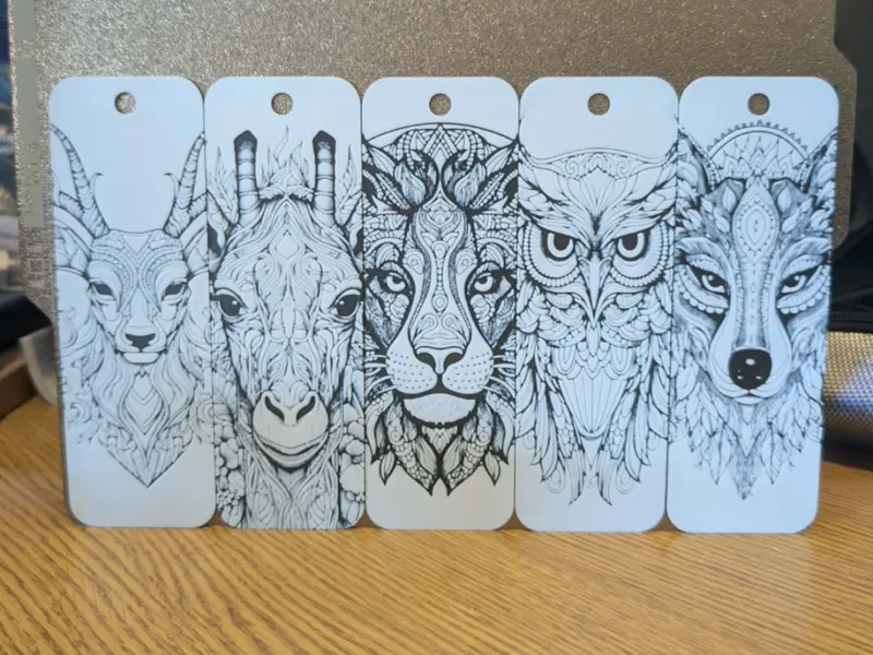 Mandala style animal bookmarks
