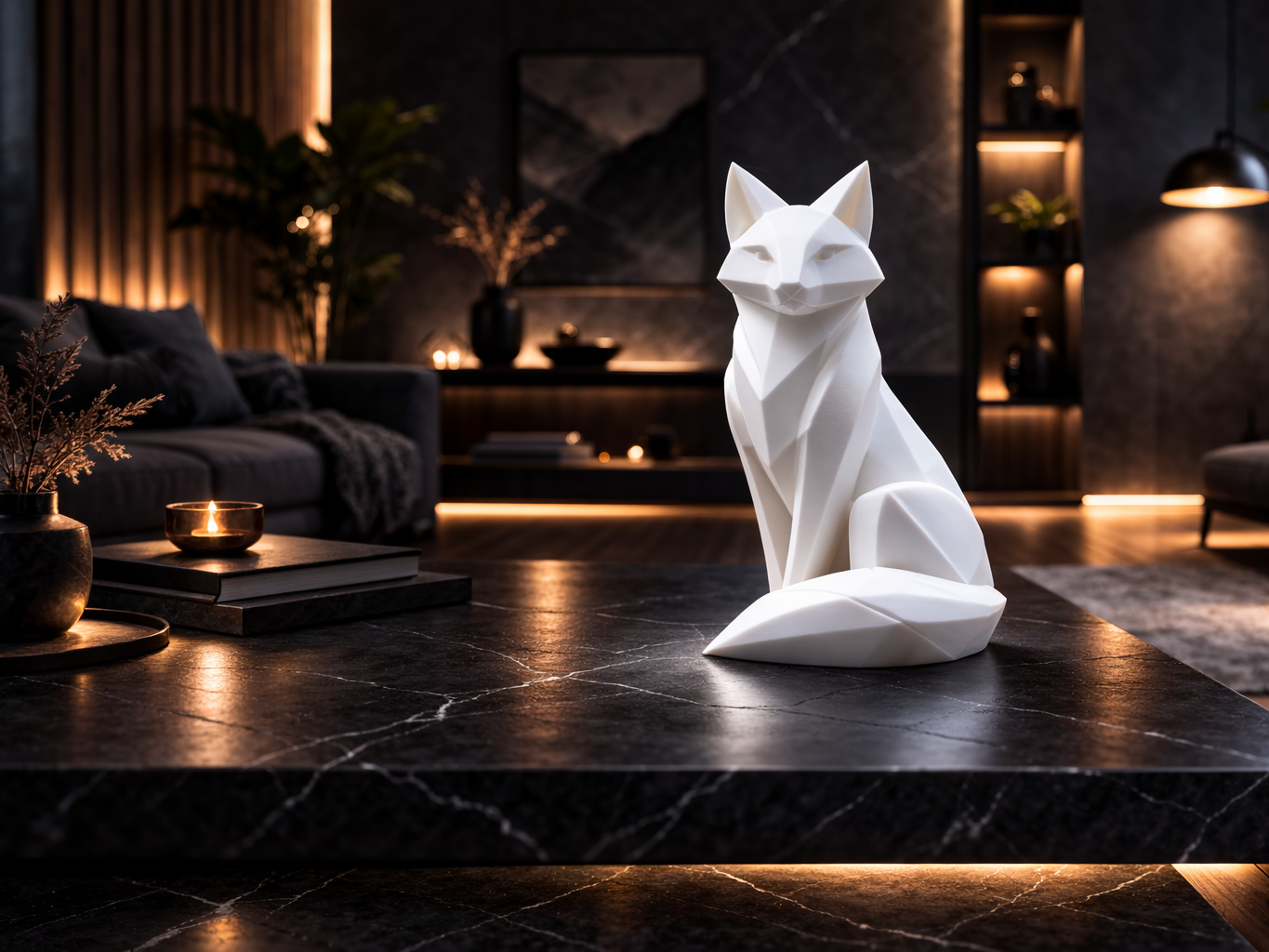 Arctic Fox – Minimalist Geometric Sculpture 