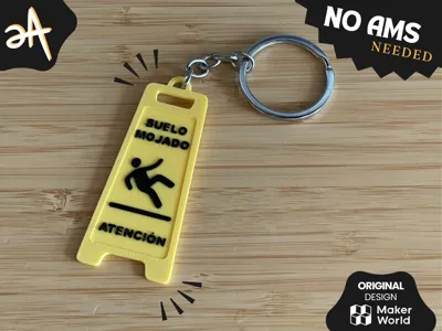 Caution Wet Floor - Keychain