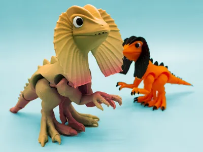 Articulated dilophosaurus dinosaur