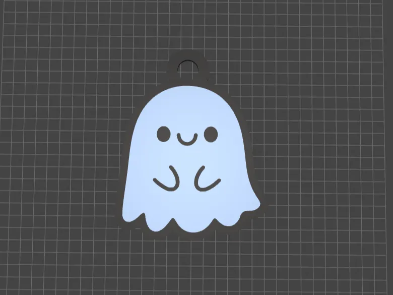 Cute Blue Ghost Keychain Charm – 3D Print Model