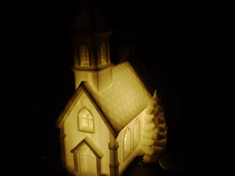 Winter Kirche 3D Druck • LED Deko Haus
