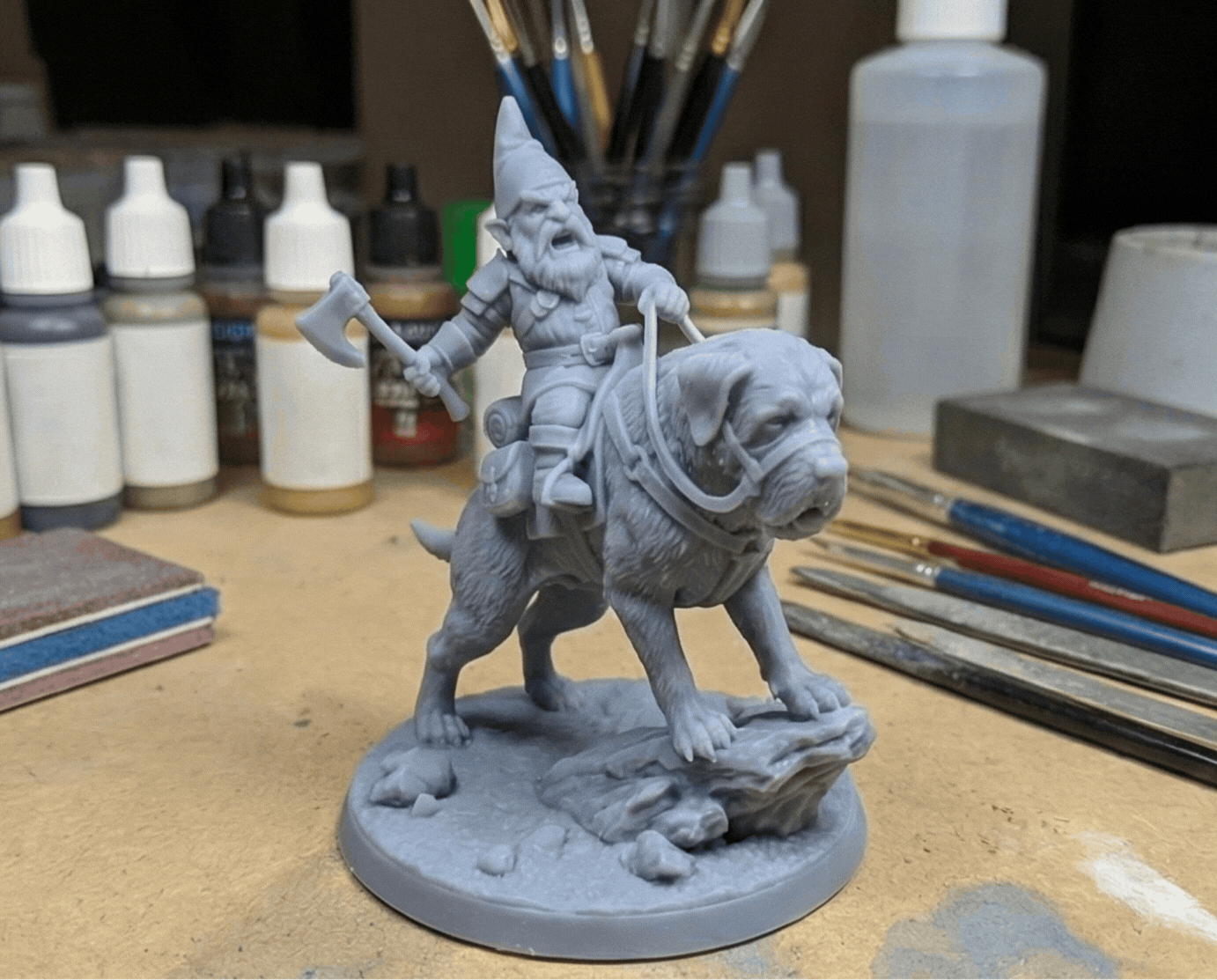 Orik & Brutus - Gnome Mastiff Rider| RPG Miniature