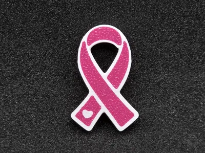 Pink Ribbon Magnet with Heart