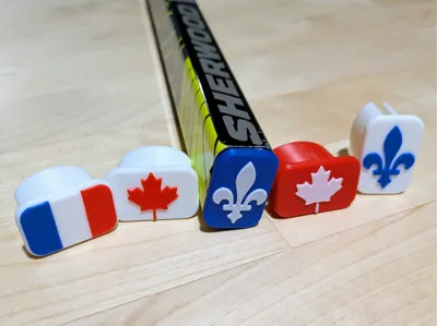 Hockey Stick End Cap with Flag and Team logo