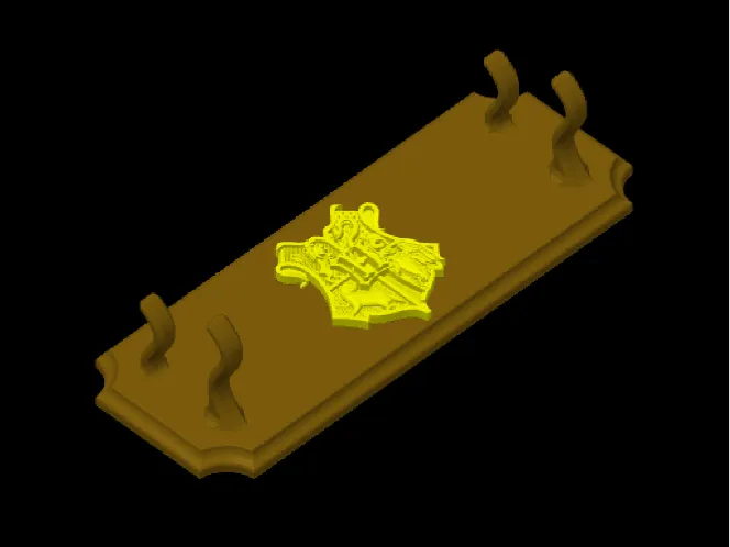wand wall mount with hogwarts seal