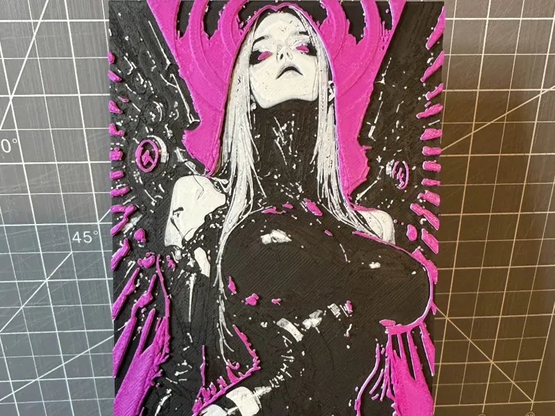 4x8 hueforge of cyborg winged lady