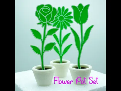 Flower Pot Set – Rose, Daisy & Tulip