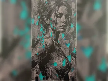 Cuadro decorativo en 3D: Fractured Cyan Sci-Fi Woman HueForge Print — vista de referencia 4