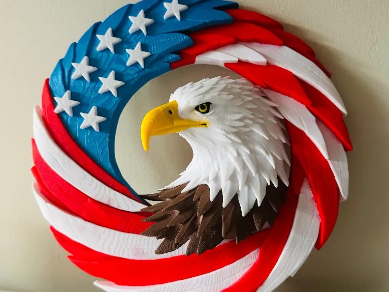 New Version 1 and 2 Part Bald Eagle USA Wreath