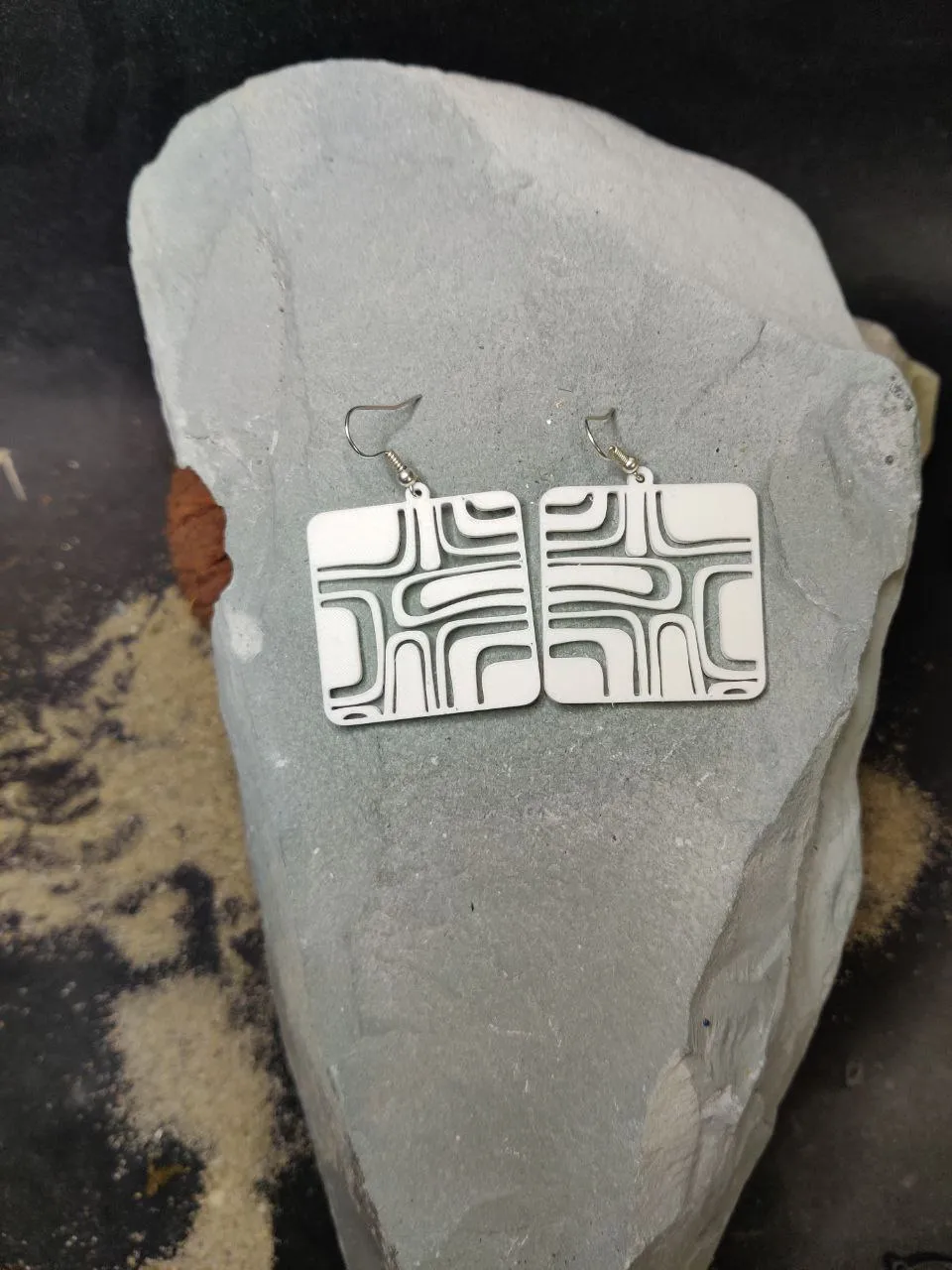 Retro GeoGroove Earrings view 2