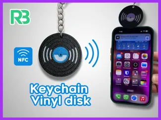 Keychain vinyl disk with NFC tag