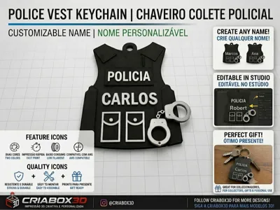 Personalized Police Badge Keychain - Custom Text