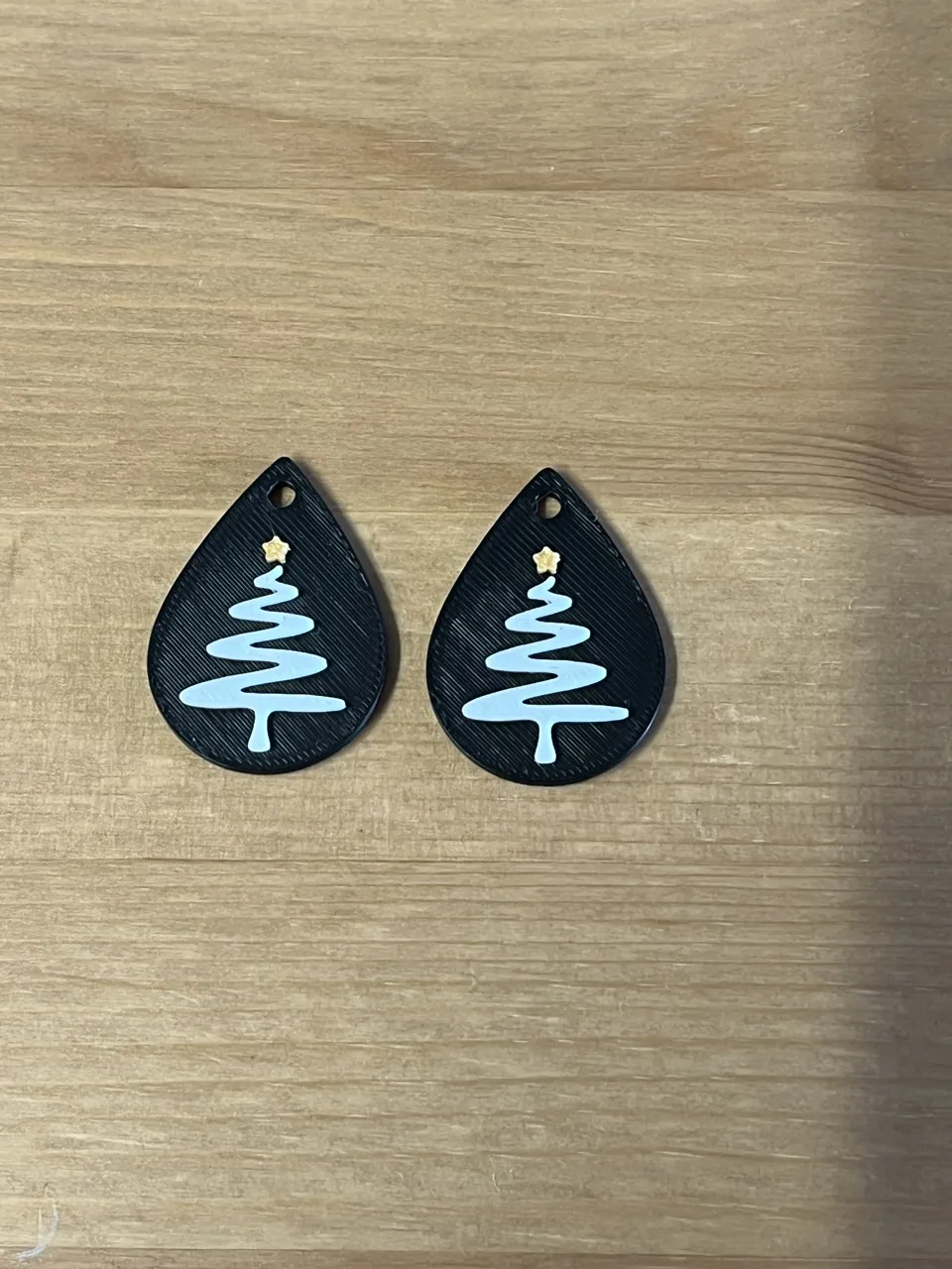 Christmas tree earrings view 2