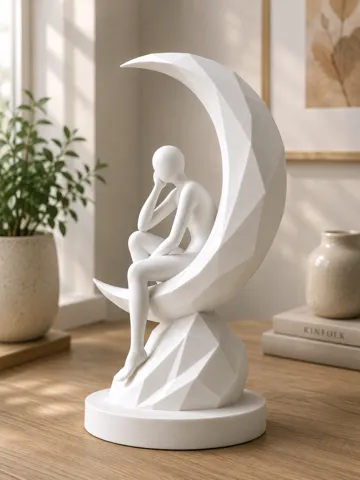Figura decorativa: Dreamer on the Moon – Modern Art Sculpture — vista de referencia 2