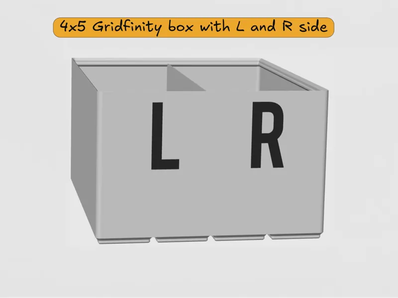 Left/Right sided 4x5 Gridfinity box