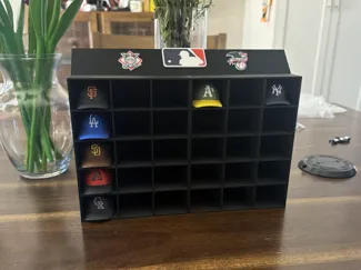 Miniature Baseball Hat Shelf with League Logos